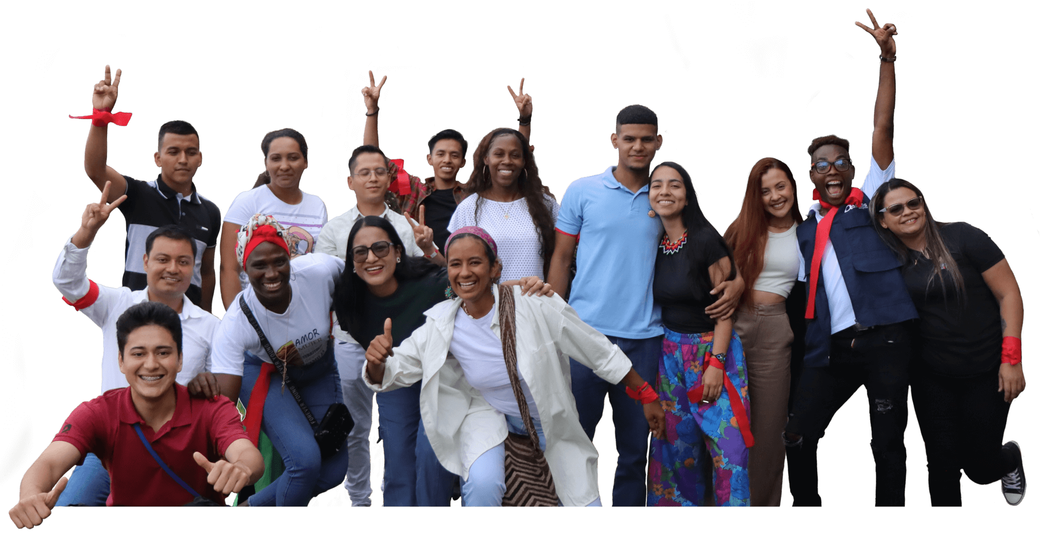 Siluetas de jóvenes rurales de La MEEJR participando en iniciativas para el desarrollo y emprendimiento